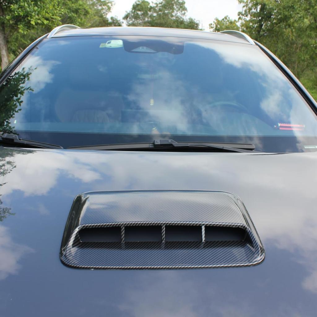 Car Air Flow Decorative,Hood Air Vents For Car,Intake Hood Scoop Turbo Bonnet Vent Cover,More Sticky (Carbon Friber Black)