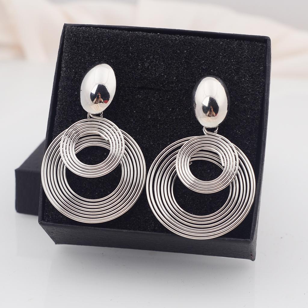 Two-layers Circles Women's Hanging Earrings Gold Color Silver Color Metal Spiral Pendants Dangle Earrings for Female European