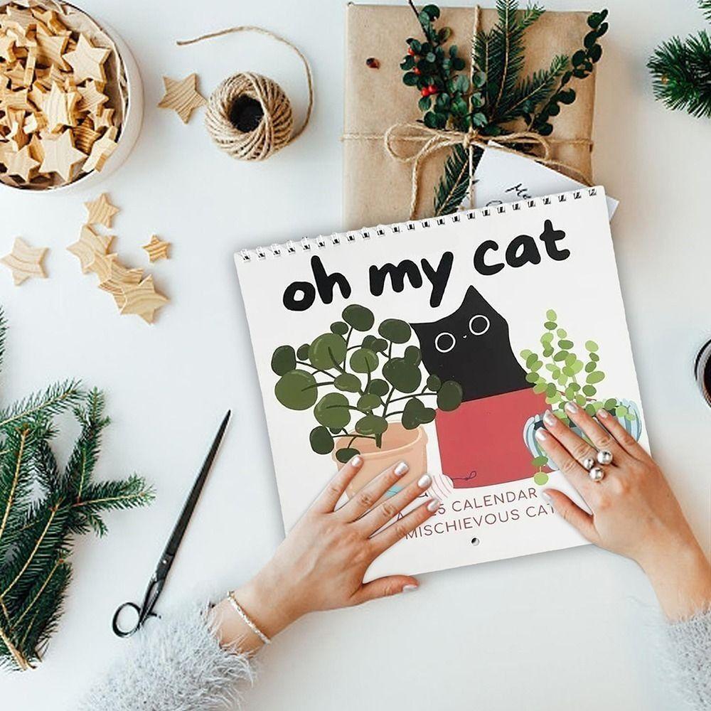 

2 шт. бумажные материалы настенный календарь озорные кошки планирование времени непослушный кот календарь настенный белый