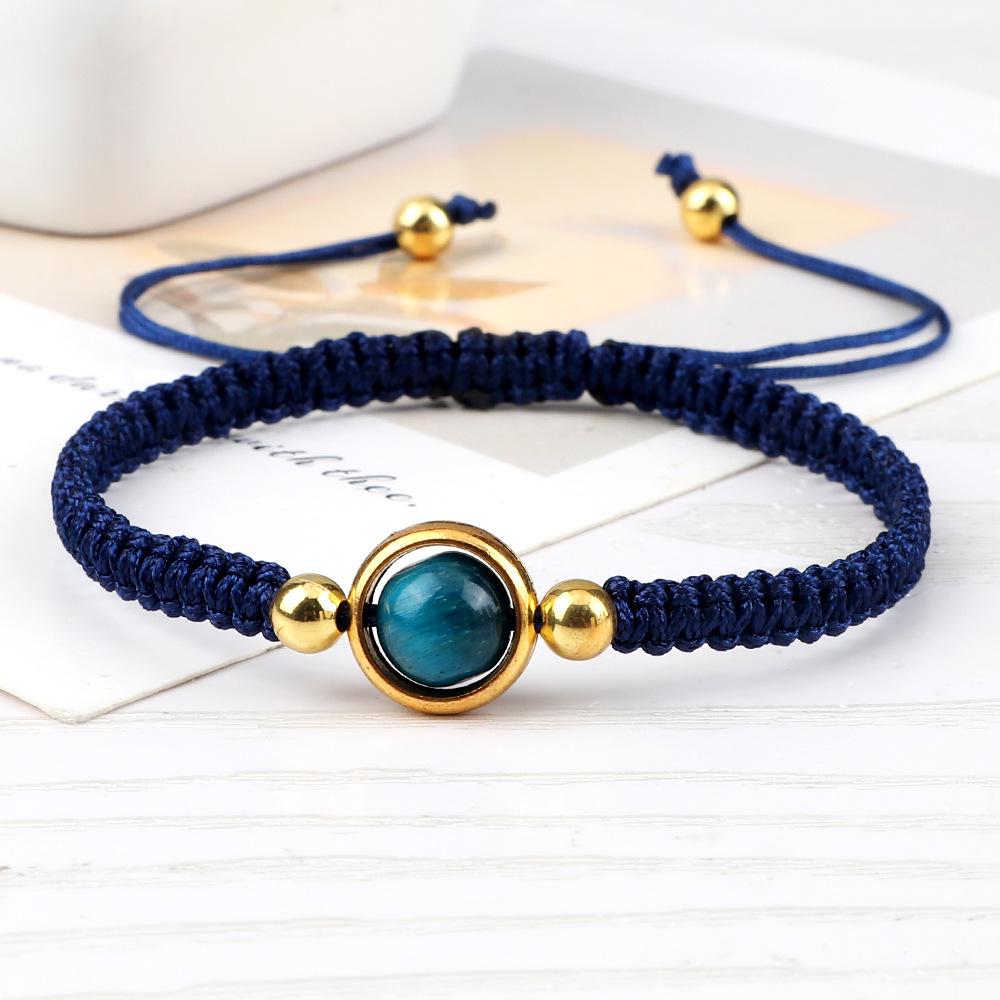 Handmade European-American Year of the Tiger Blue Sapphire Red String Bracelet - Stylish Couple's Gift