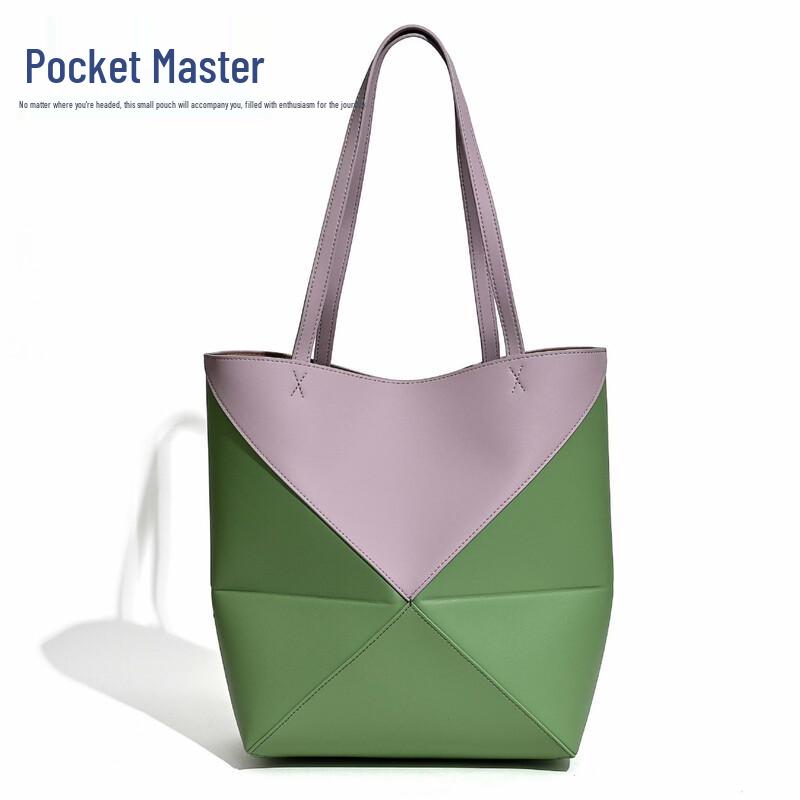 Douxiaozhu Puzzle Geometrická Deformovatelná Hovězí Kůže Skládací Tote Taška přes Rameno