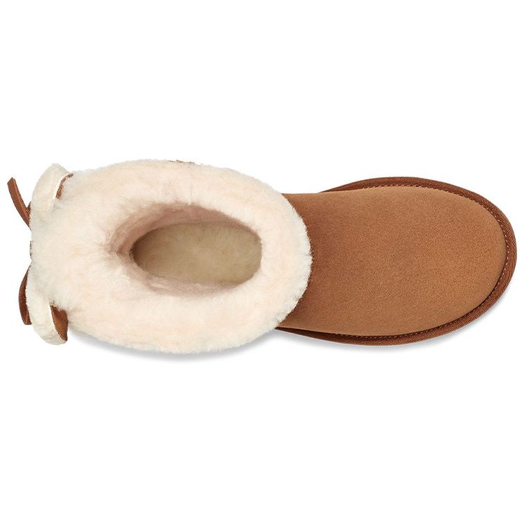 UGG Classic Double Bow Short Warm Durable Double Bow Fleece Snow Boots Women Boots Chestnut 1127131-CHE