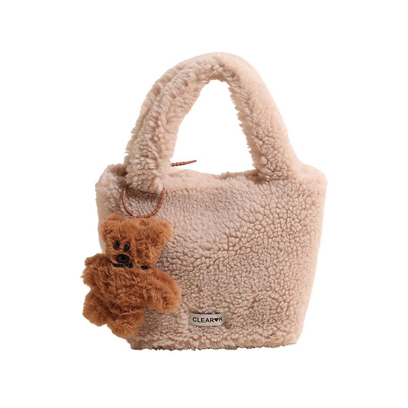 

Плюшевая Сумка Женская Сумка Через Плечо Повседневная Сумка Мессенджер with pendant хаки