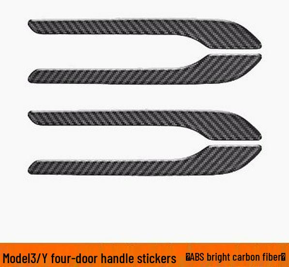 Naklejki ochronne na klamki i zamki drzwi Tesla Model Y/3 z włókna węglowego – odporne na zarysowania, czarne