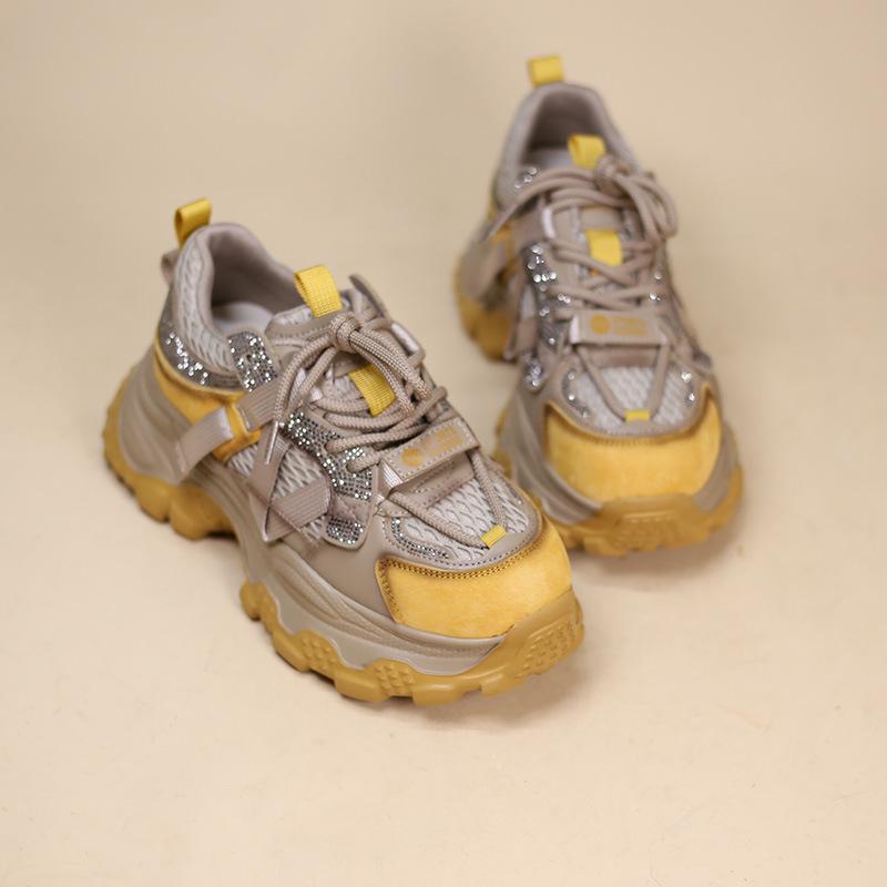 2025 Women's Autumn Dad Shoes - Stylish, Height-Increasing, Elegant European Design with Rhinestone Details