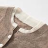 Women's Color Block Cashmere Sweater - Round Neck, Buttoned, Loose Fit, Long Sleeve Contrasting Knit for Autumn/Winter.