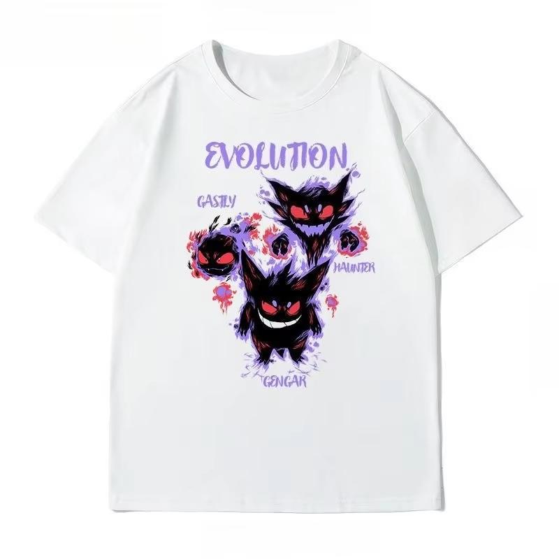 Summer New Pokémon Cartoon Creative Printing Washed TShirt Mens and Womens American Trend Loose Casual Short Sleeve Top
