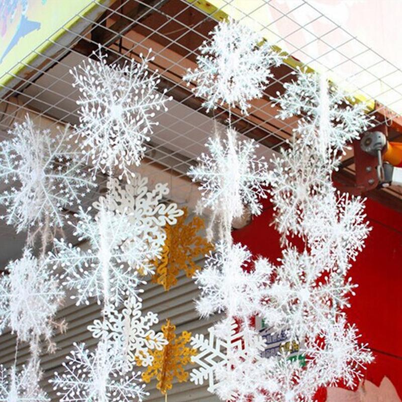 5Packs Plastic Brushed Snowflakes Christmas Tree Decoration Christmas Decoration Snowflakes Holiday Party Supplies