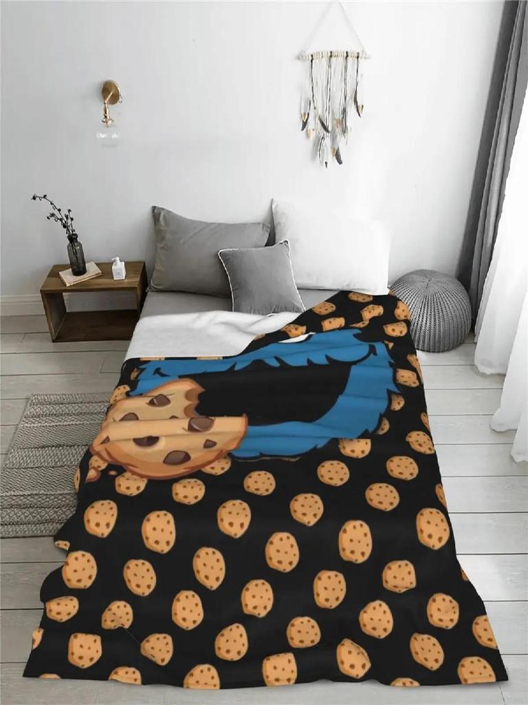 Custom Cookie Monster TV Theme Fleece Throw Fashion Blanket for Bed Couch or Outdoor Use  Soft and Warm Flannel