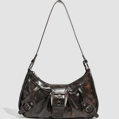Borsa retrò e alla moda da ragazza hot, borsa a spalla singola da pendolare, semplice borsa sottospalla plissettata