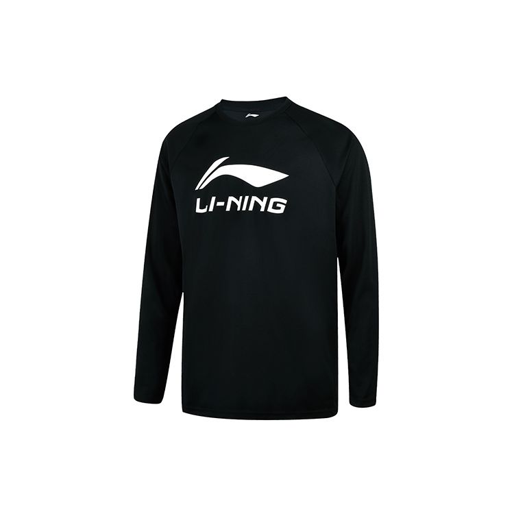 Li-Ning Moisture-Wicking Sports Crew Neck Long Sleeve T-Shirt Men Tops Black ATLR071-5