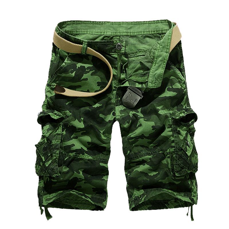 Men's Large Camouflage Multi-Pocket Loose Work Shorts