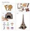 ASSYME Cubic Fan 3D Puzzle Craft Kit, Eiffel Tower (with LED), L091h, No Glue or Tools Required