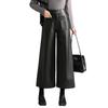 Pantalones de Cuero de Pierna Ancha Talla Grande de Cintura Alta para Mujer - Diseño Casual Recto de Terciopelo Corto Otoño/Invierno