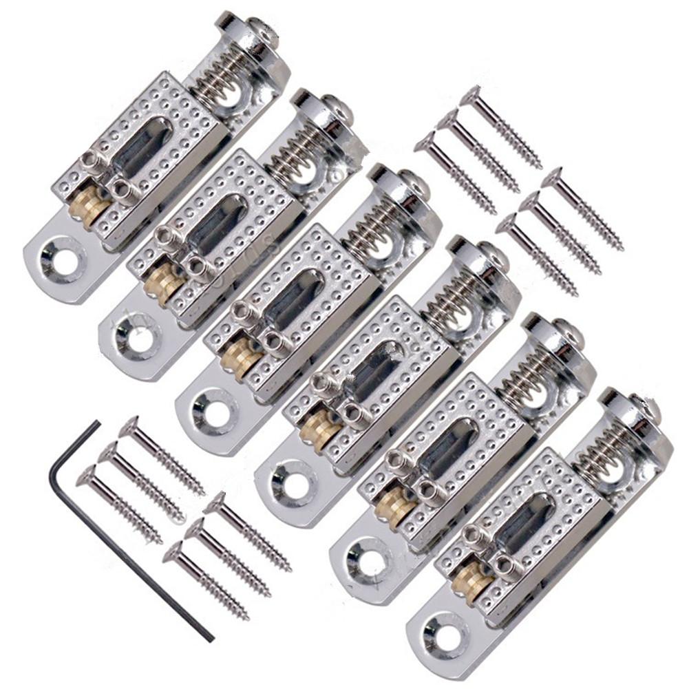 

6*Single Roller Bridge+1*Wrench+12*Screws For 3-8 String Guitar Cigar Box Banjo Guitar Accessories