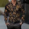 Camicia da uomo vintage in cashmere con stampa floreale paisley a maniche lunghe, casual, elegante, alla moda, comoda, alta qualità, top da uomo con colletto