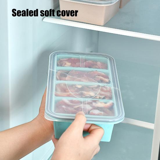 Silicone Food Storage Container with Lid Reusable Freezer Lunch Box Tray Divided Meal Prep Container for Kitchen