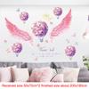 Pink Wall Sticker for Bedroom Girls, Unicorn Feather Princess Flowers Decal, Nursery Removable Wallpaper
