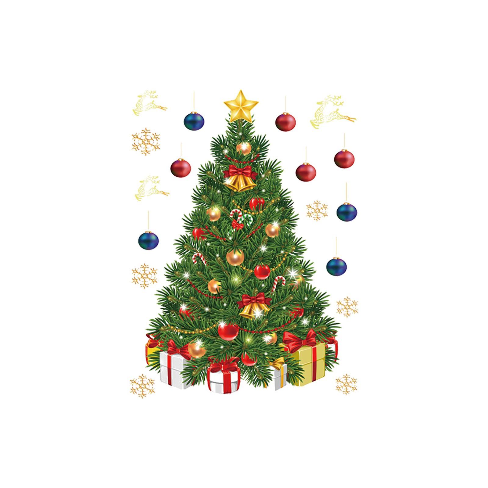 

Christmas Tree Christmas Ball Gift Box Window Sticker Wall Sticker Decoration зелёный