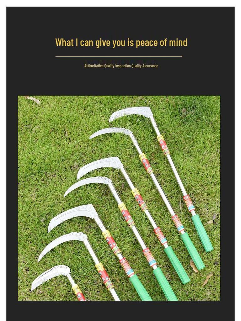 Sense mit extra langem Stiel für Gras, Mais, Weizen und Camping