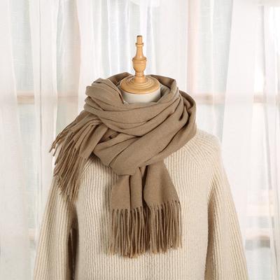 300G Imitação Cashmere Franjas Cachecol Feminino Inverno Cor Sólida Engrossado Quente Xale Cachecol Japonês