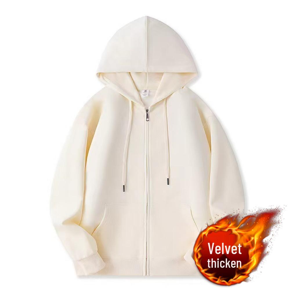 Unisex Retro Oversize Reißverschluss Hoodie, Mit Samt gefüttert, Herbst/Winter Sportbekleidung Cardigan