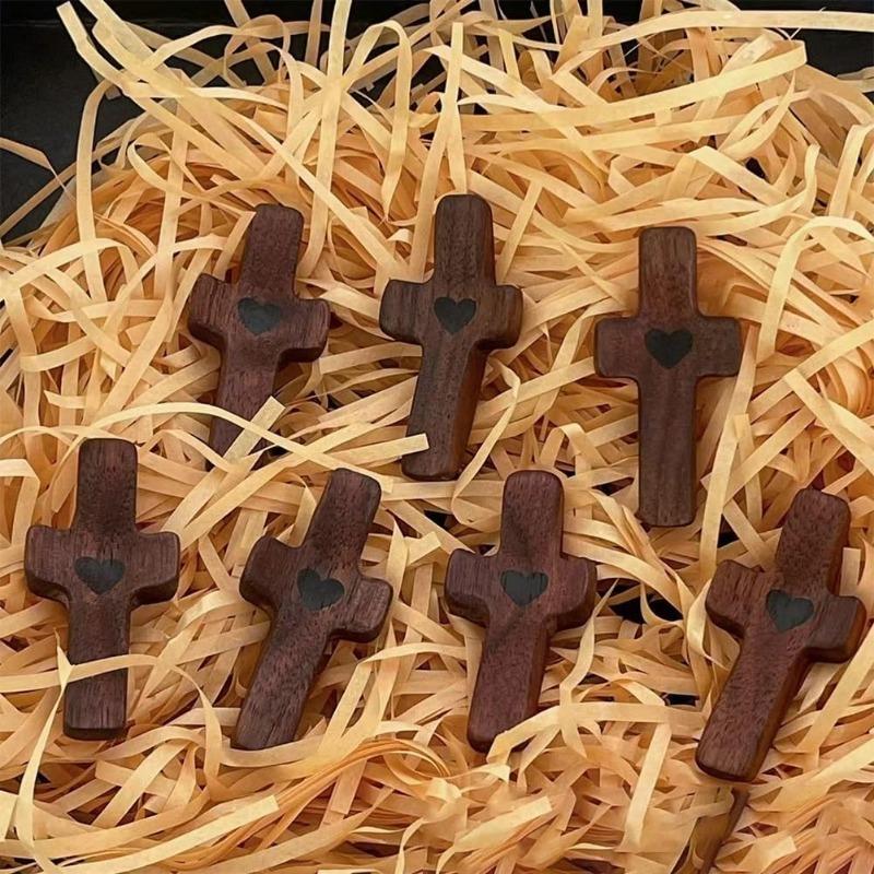 Handcrafted Wooden Cross My Heart, Wooden Cross Fidget, Wood Pocket Cross, Pocket Crosses In Bulk, Handheld Wooden Cross, Stress Relief Pocket Cross