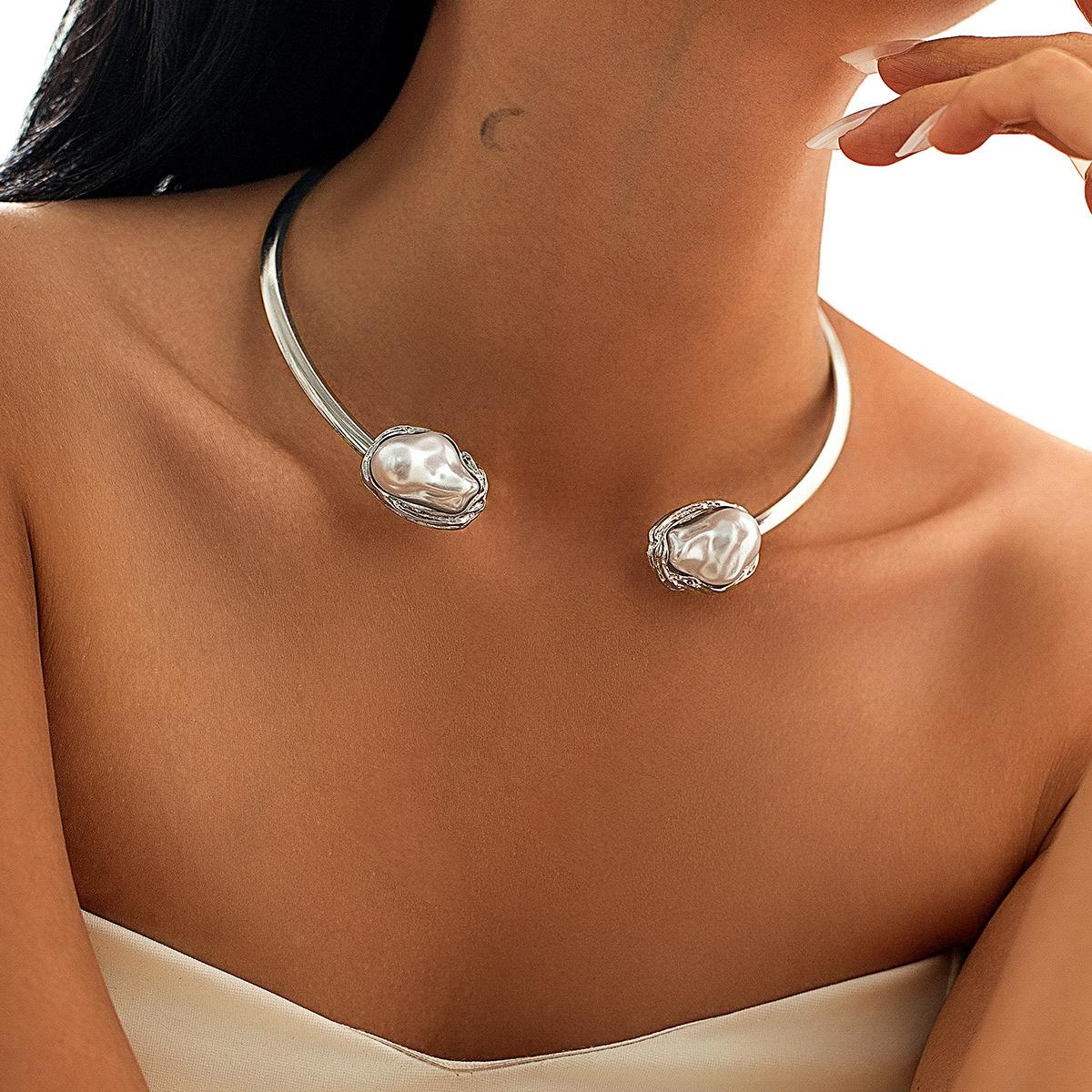 

Преувеличенные Неправильные Барочные Цирконы Ожерелье Браслеты Кольца Серьги для Женщин Массивные Круглые Открытые Кольца Браслет Набор Цирконов