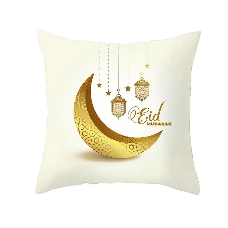 45x45cm Ramadan Decoration 2024 Home Mubarak Cushion Cover Cotton Eid Islamic Muslim Happy Eid Mosque Party Supplies