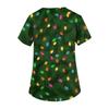 Women's Fashion V-neck Short Sleeve Workwear With Pockets Christmas Printed Tops