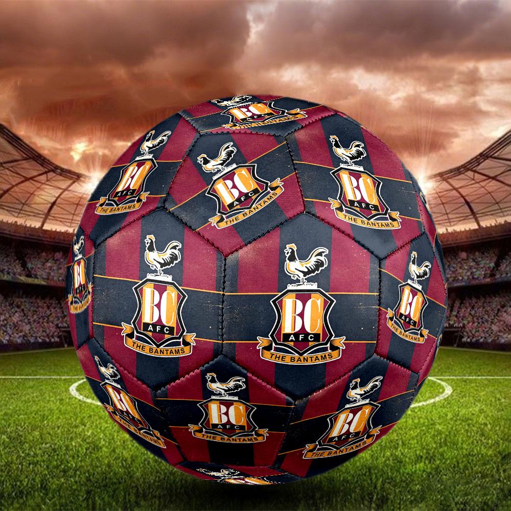 Bradford City AFC Print Size 5 Soccer Ball, Standard Match Football for Sports Game and Team Practice, Ideal Gift for Soccer Fans