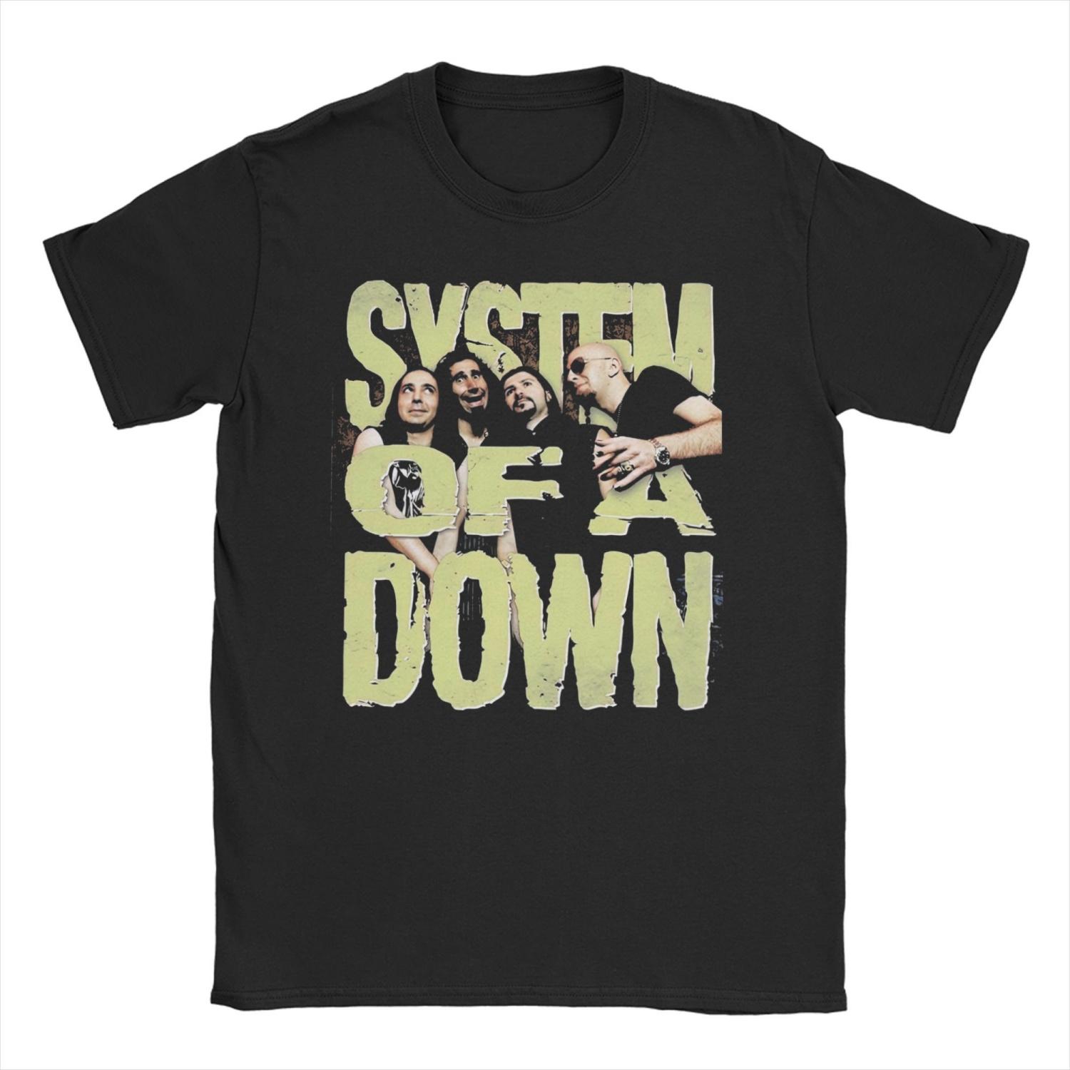 

Мужские Женские Футболки с Логотипом Группы System of a Down Хэви-метал Чистый Хлопок Новинка Короткий Рукав Круглый Вырез Классические Футболки S чёрный