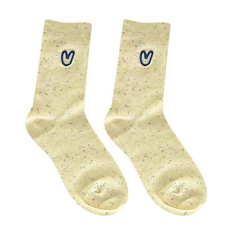 Female Spring and Autumn New Love Lovely All Match Cartoon Tube Pile Socks