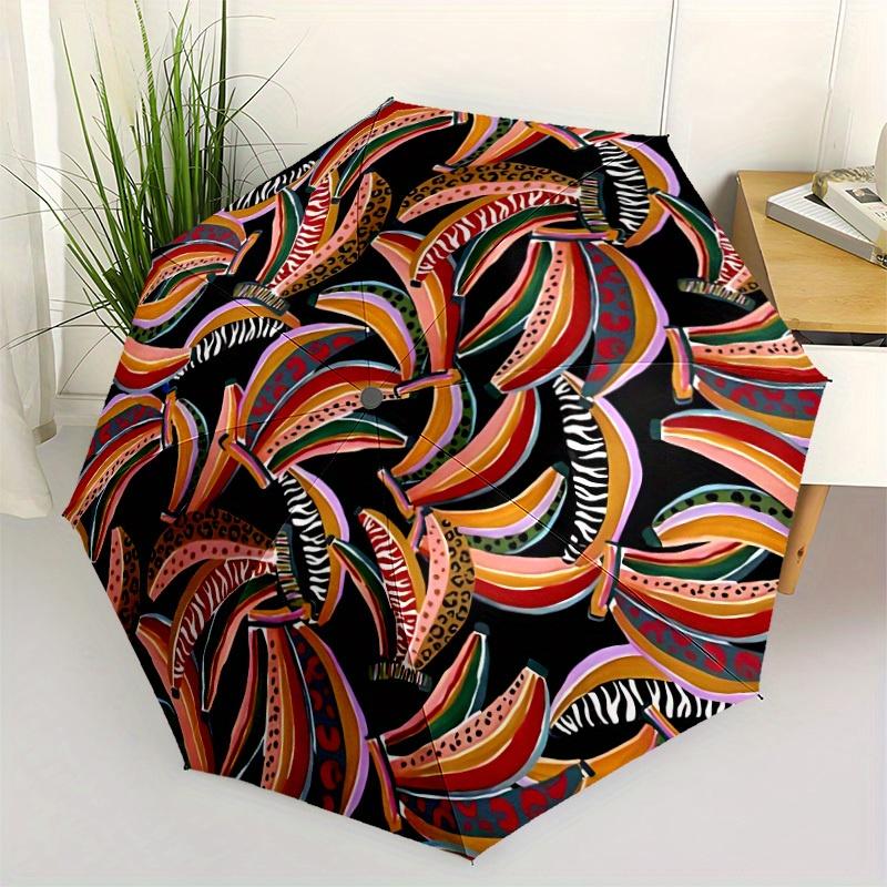 1pc Banana Print Automatic Opening/closing Umbrella with Auto Open/Close, Perfect Gift for Friends, Durable Plastic Handle yy250801223