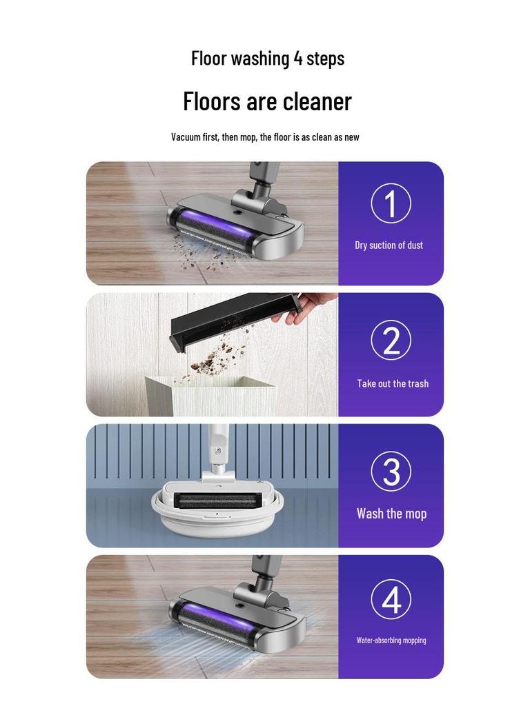 Handheld Wireless Silent Electric All-in-One Floor Scrubber & Vacuum Mop