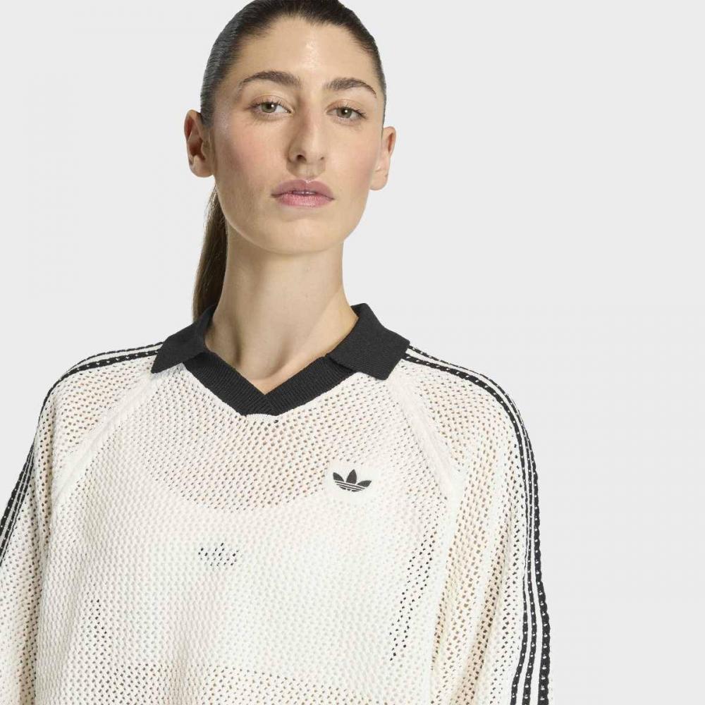 adidas Women S refreShing And faShionable looSe Fit Knit Crochet Polo Shirt Kc.