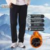 Pantaloni Invernali da Uomo Spessi Foderati in Peluche Vita Elastica Antivento Monocolore Larghi Caldi per Esterno Uso Quotidiano Pantaloni Sportivi