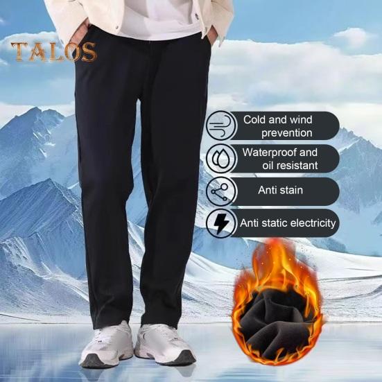 Pantaloni Invernali da Uomo Spessi Foderati in Peluche Vita Elastica Antivento Monocolore Larghi Caldi per Esterno Uso Quotidiano Pantaloni Sportivi