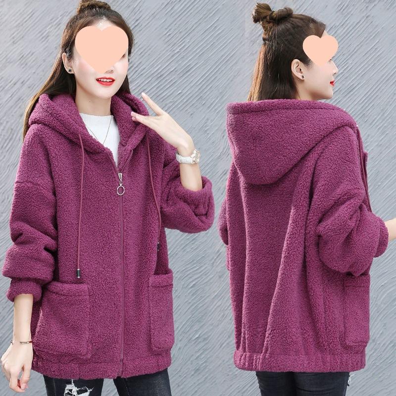 Lamb Wool New Autumn and Winter Loose Imitation Sweater Fleece Thickened Versatile Zipper Cardigan Jacket Women