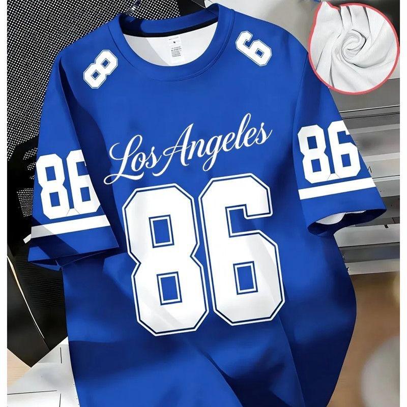 Mens Loose Fit Short Sleeve T-Shirt With Digital Print Quick Dry Breathable Cotton Blend Sports Casual Wear