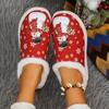 Women's Christmas Limited Edition Red Snowman & Snowflake Slip-On Loafers - Cozy Winter Fabric Slippers with Non-Slip Rubber Sole, Festive Holiday