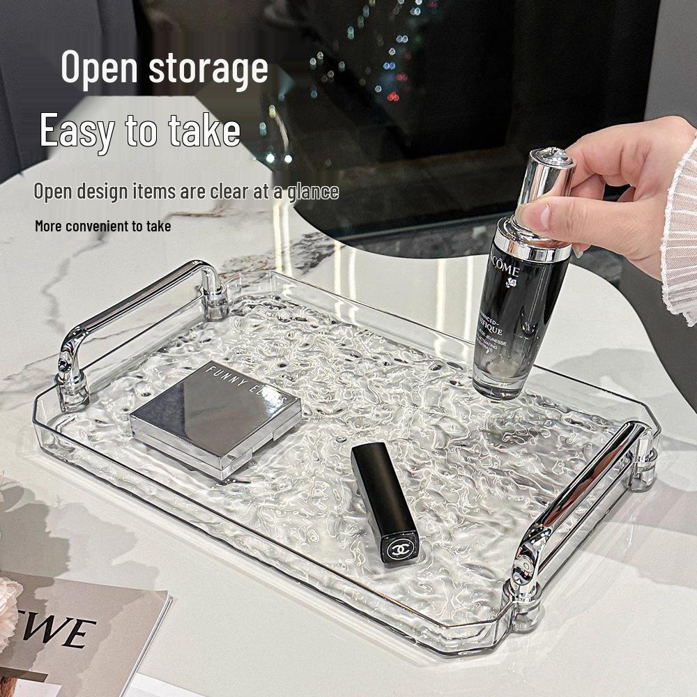 Ripple Pattern Luxury Rectangular Tray for Cups, Teacups, Glasses - Ideal for Homes & Salons