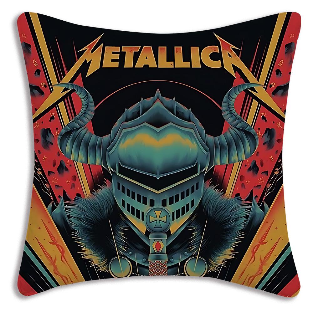 Anime Band M-METALLICAs Pillow Covers Cartoon Sofa Decorative Home Double-sided Printing Short Plush Cute Cushion Cover
