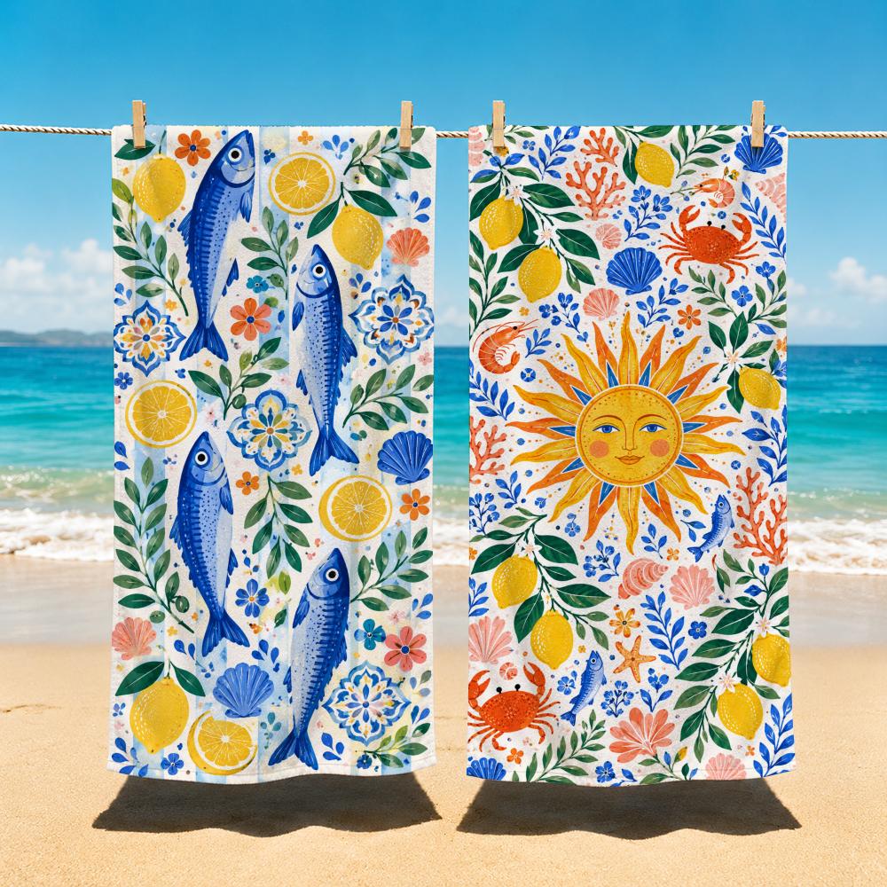 Mediterranean Style Towel Beach Blanket Towel For Travel Gym Shower Luxury Lightweight Camping Pool Tropical Cute