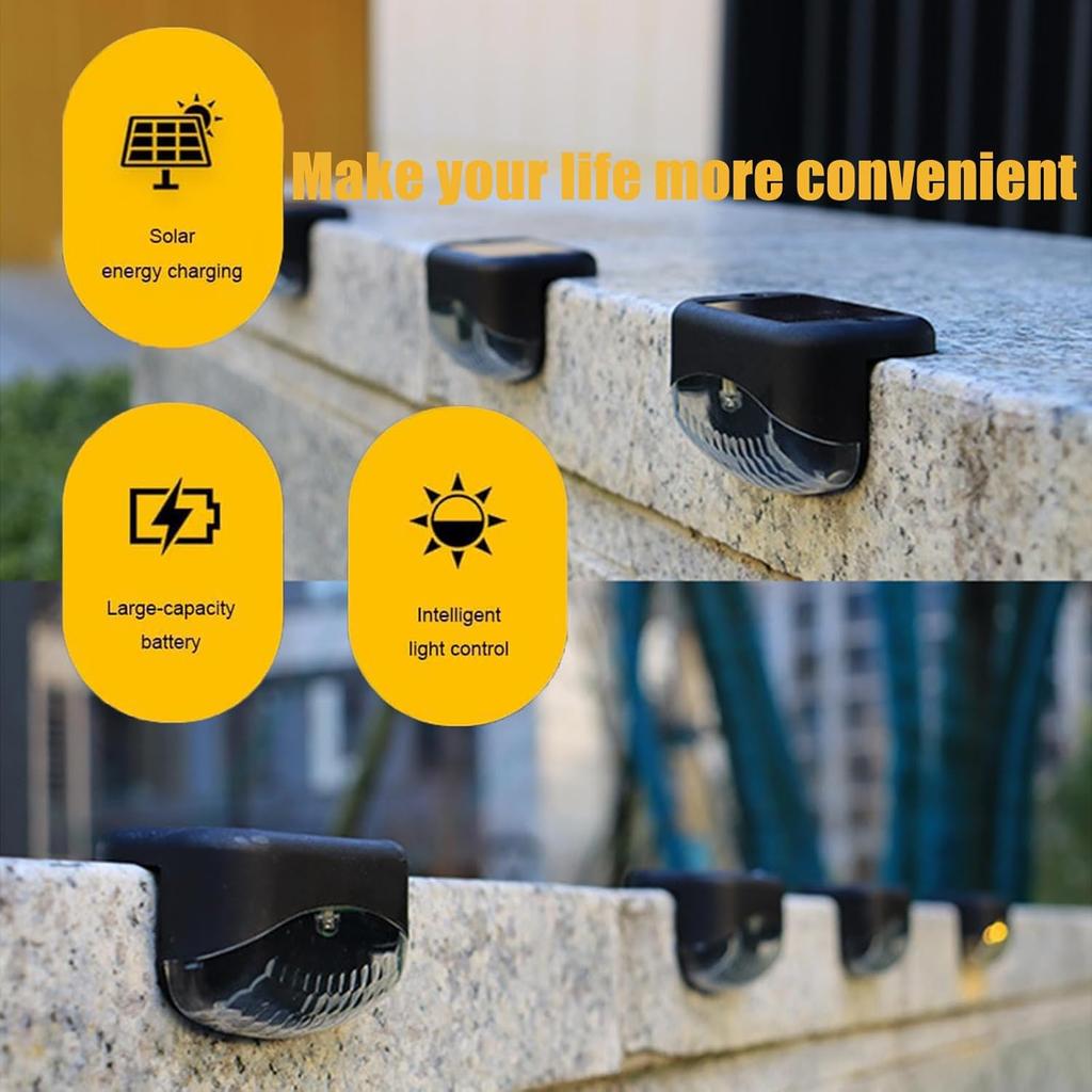 Solar Stair Riser Lights Waterproof Wall Mounted LED for Outdoor Steps Balcony Fence and Garden Accent Lighting