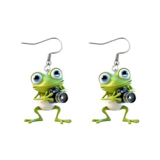 Frog Pendant Dangle Earrings 2D Acrylic Frog Pendant Earrings Cartoon