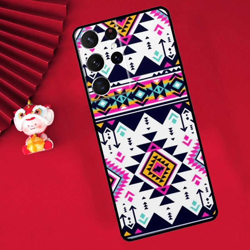 Tribal Aztec Geometric Colour Case For Samsung Galaxy S24 S23 S22 S21 Ultra S20 FE Note 20 10 Plus S8 S9 S10 Back Cover
