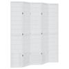 Vidaxl Room Divider, 5-Panel, White, Solid Paulownia Wood