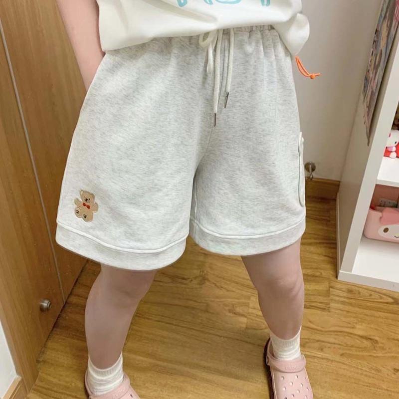 

Повседневные короткие брюки с рисунком медведя из мультфильма, женские свободные прямые брюки для отдыха, модные спортивные уличные летние новинки XXL серый