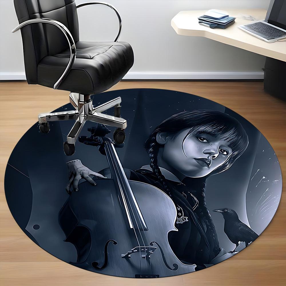 1pc Wednesday Chair Carpet for Office, Indoor Non Slip Washable Polyester Fiber Carpet, Mat For Office, Machine Washable